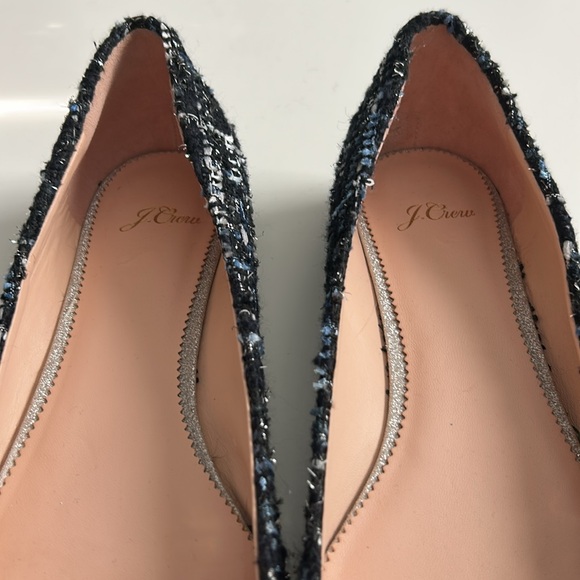 J. Crew Glittering Silver Bow Black Loafers - Picture 7 of 7